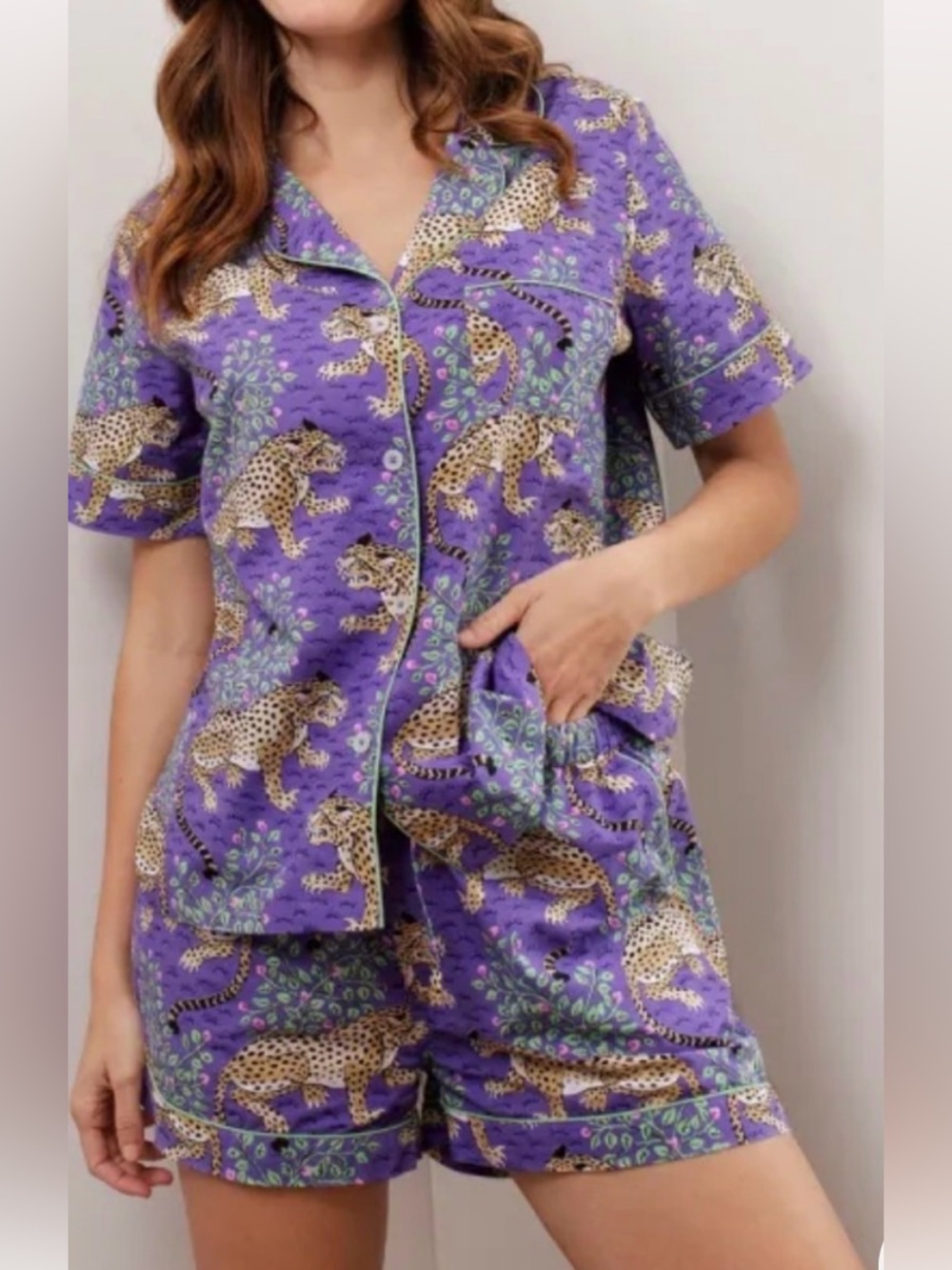 Printfresh Bagheera 100% Cotton Violet Pajama shorts ONLY Large organic cotton
